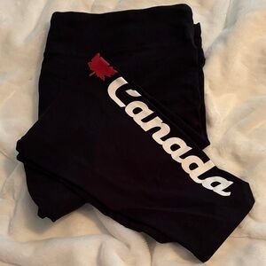 4X Canada Script Graphic Leggings - Black with Red Maple